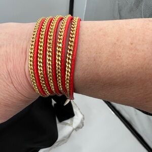 Vita Fede Red Leather Capri Wrap bracelet